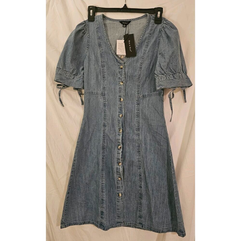 Sim & Sam, New With Tags, Denim Buttonup Dress,Mini Size Small